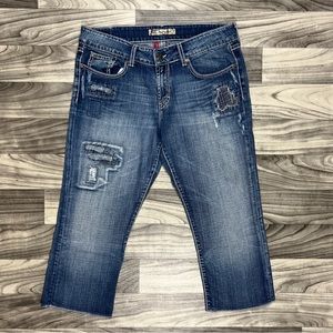 BKE Culture Capri Jeans, Distressed, Raw Hem 32 Y2K
